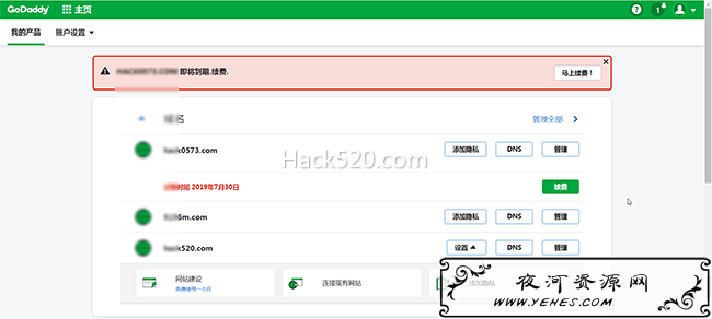 Godaddy 域名过期
