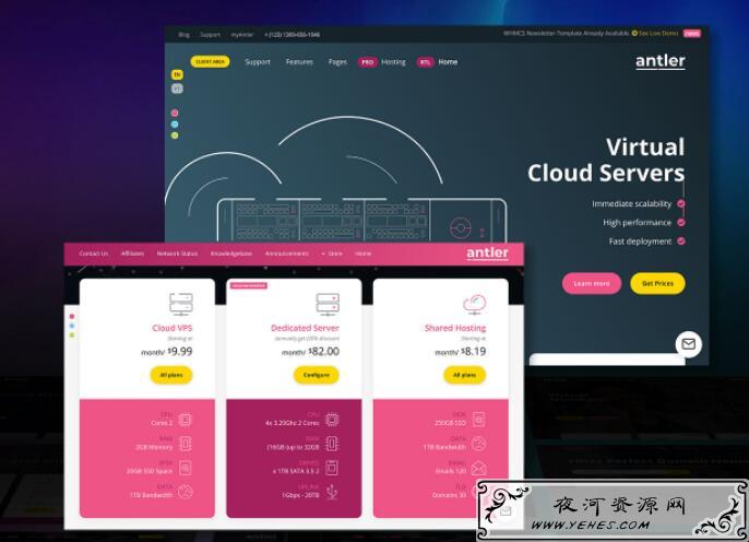 whmcs模板-ANTLER V2.0.7主机皮服务器托管模板附带whmcs购物车模板和HTML