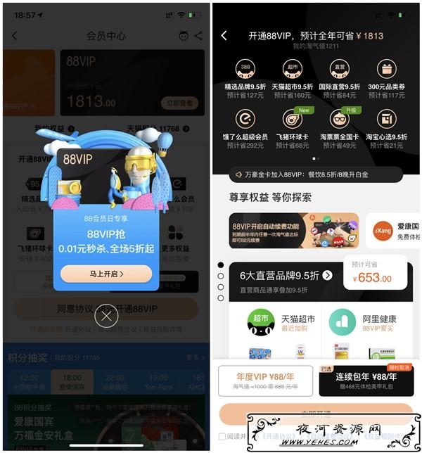 88元开通淘宝88VIP年费会员_需开通连续包年_仅限部分用户