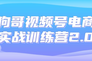 狗哥视频号电商实战训练营 2.0