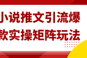 小说推文引流爆款实操矩阵玩法
