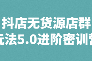 抖店无货源店群玩法5.0进阶密训营