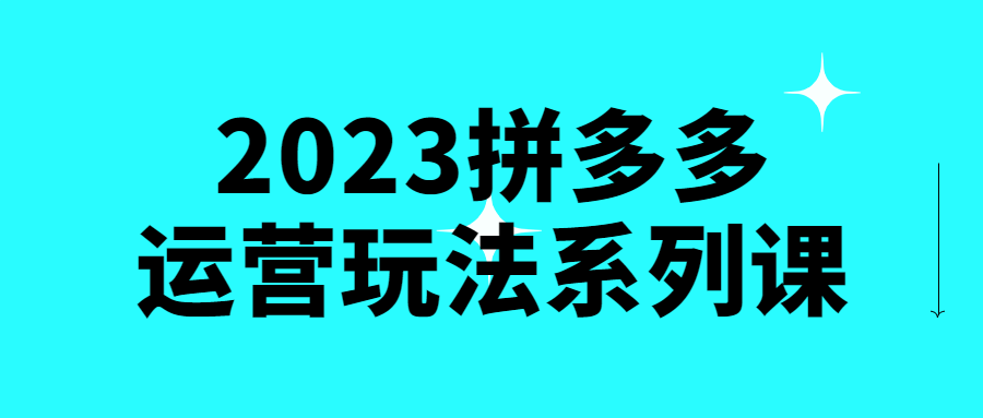 2023拼多多运营玩法系列课 2023拼多多运营玩法系列课